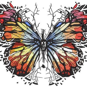 Broken glass butterfly embroidery design