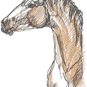 Brown horse sketch embroidery design