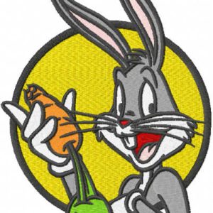 Bugs bunny with carrot embroidery design