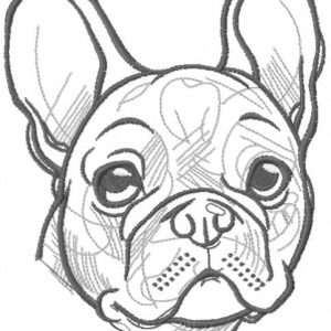 Bulldog greyscale sketch embroidery design