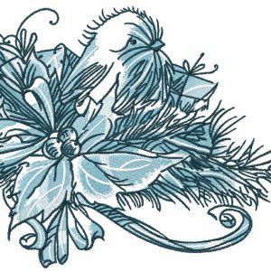 Bullfinch on a branch sketch embroidery design