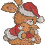Bunnies Christmas hugs embroidery design