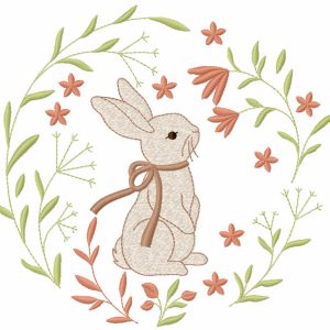 Easter Bunny flower frame embroidery design