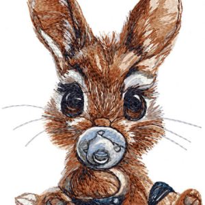 Bunny with rubber pacifier embroidery design