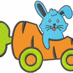 Bunny carrotmobil embroidery design