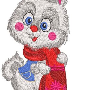 Bunny in a warm scarf embroidery design