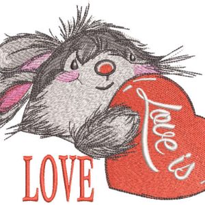 Bunny love is love embroidery design