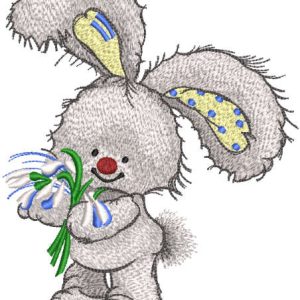Bunny with snowdrops embroidery design