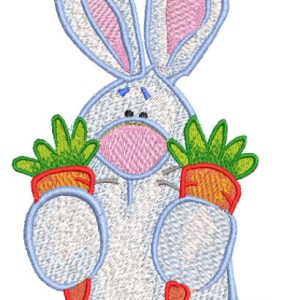 Bunny with two carrots embroidery design