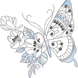 Butterfly flower embroidery design