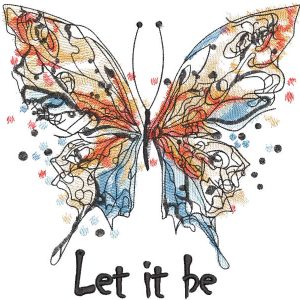 Butterfly let it be embroidery design