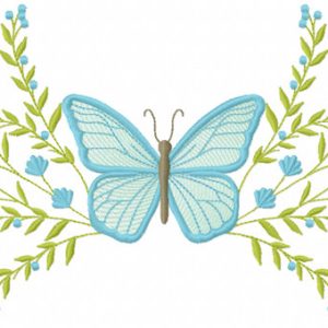 Butterfly with spring branch embroidery design