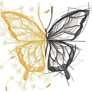Butterfly black and gold embroidery design