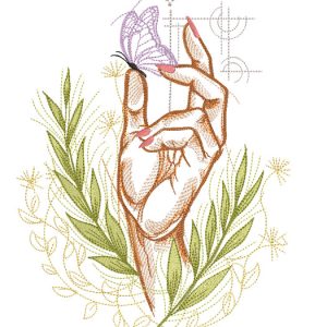 Butterfly on hand embroidery design