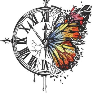 Butterfly ten minutes before midnight embroidery design