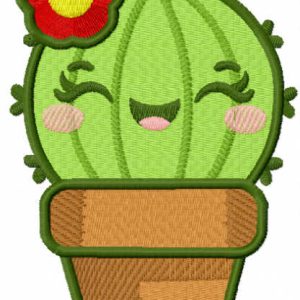 Cactus in Flower Pot embroidery design