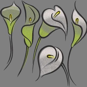 Calla Zantedeschia flowers embroidery design