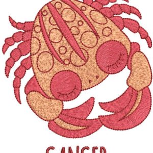 Cancer zodiac sign embroidery design