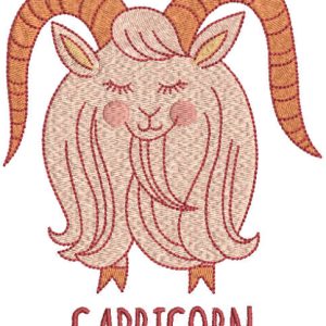 Capricorn zodiac sign embroidery design