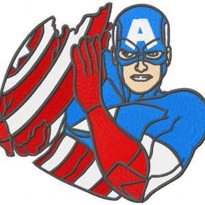 Captain America with a broken shield embroidery design