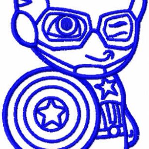 Captain America with shield one colored embroidery design
