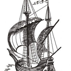 Caravel sketch embroidery design