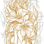 Cat in flowers patterns embroidery design
