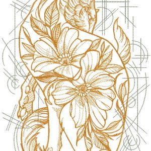 Cat in flowers patterns embroidery design