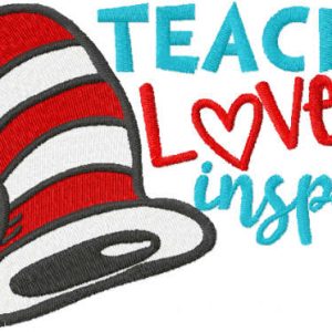 Cat teach love inspire embroidery design