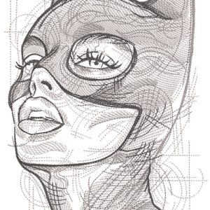 Catwoman art sketch embroidery design