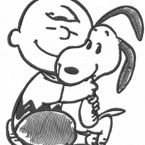 Charlie brown meet with snoopy embroidery design