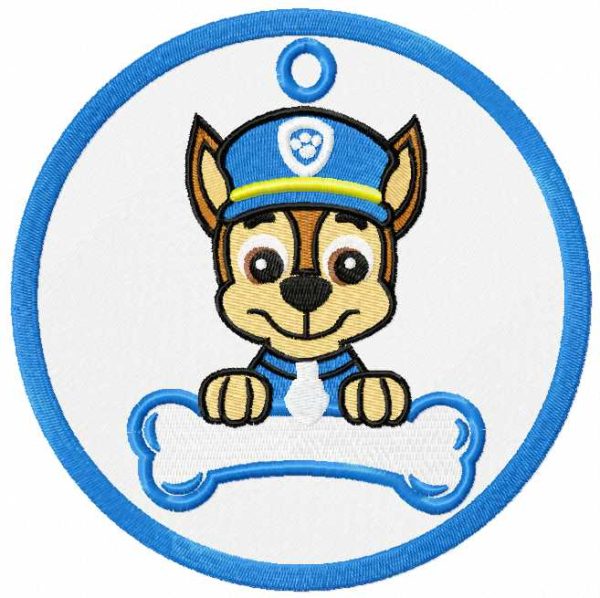 Chase badge embroidery design