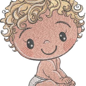 Cheerful curly baby embroidery design