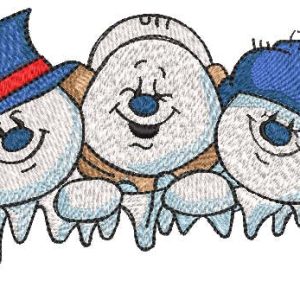 Cheerful snowmen company embroidery design