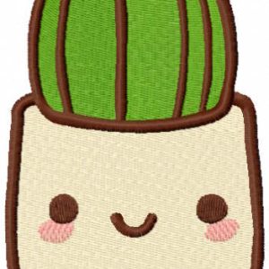 Cheerful succulent in a pot embroidery design