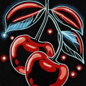 Cherries on branch embroidery design