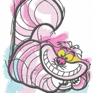 Cheshire cat art sketch embroidery design
