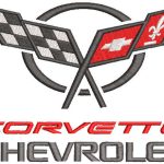 Chevrolet Corvette with flag logo embroidery design