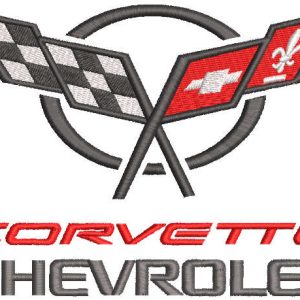 Chevrolet Corvette with flag logo embroidery design