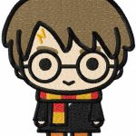 Chibi Harry Potter embroidery design
