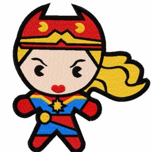 Chibi Captain Marvel embroidery design