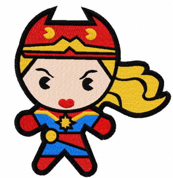 Chibi Captain Marvel embroidery design