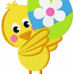 Сhick holding painted easter egg embroidery design