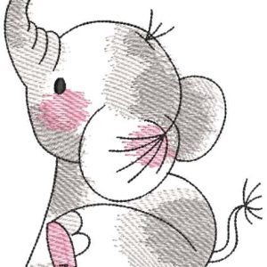 Child elephant embroidery design