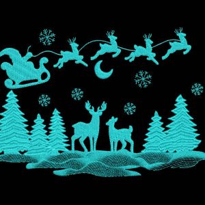 Christmas reindeer sleigh embroidery design