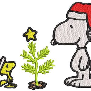 Christmas Snoopy And Woodstock Santa Hat embroidery design