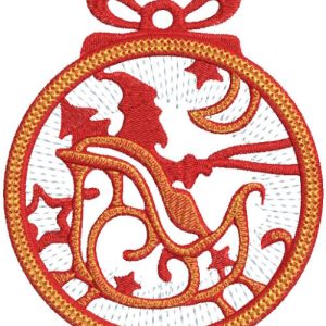 Christmas ball santa claus sleigh embroidery design