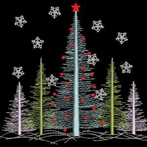 Christmas firry forest pine tree embroidery design