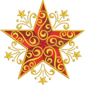 Christmas gold star embroidery design