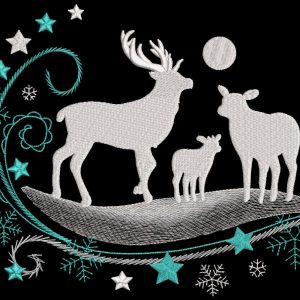 Christmas night landscape embroidery design